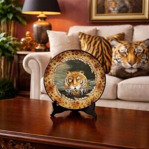 Home Interiors Tiger Safari Collector Plate Africa Decorative 8"
